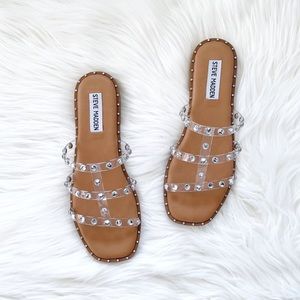 Steve Madden studded rhinestone Lyna sandals square toe slip on
